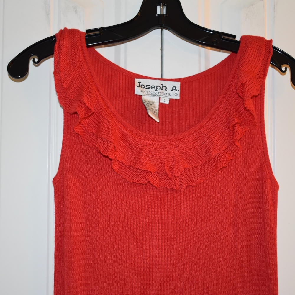 Joseph A. Red Ruffle Tank Size L - Picture 2 of 3